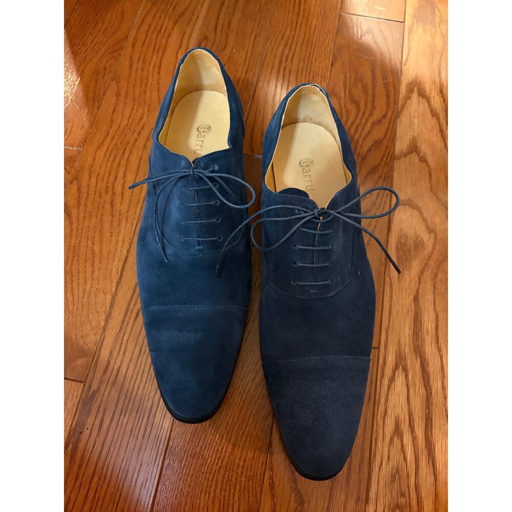 Carrucci Men Blue Suede Oxford Loafers Size 10.5